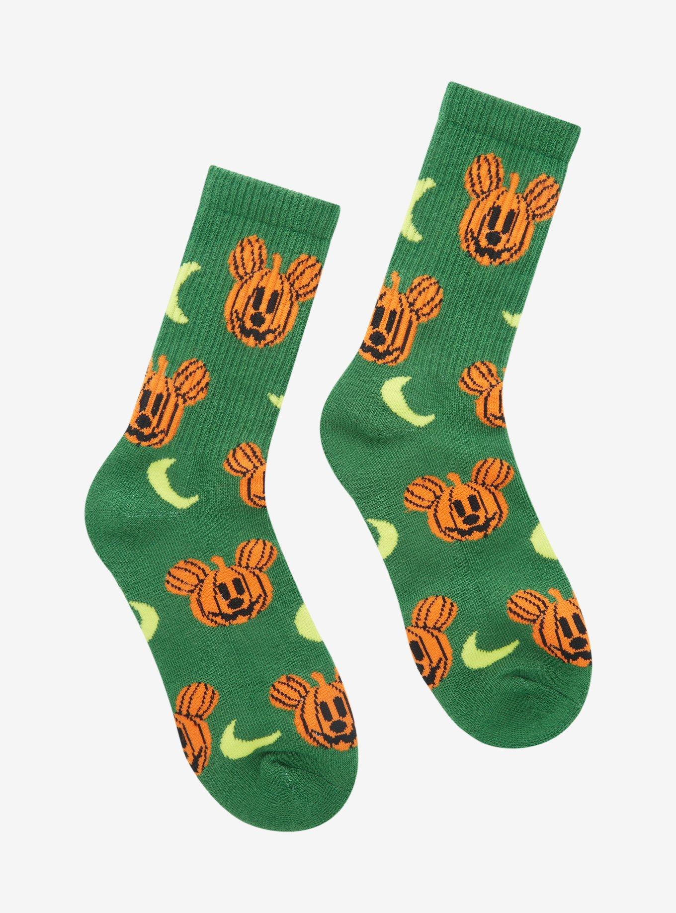 Disney Mickey Mouse Pumpkin Mickey Allover Print Crew Socks - BoxLunch Exclusive, , alternate