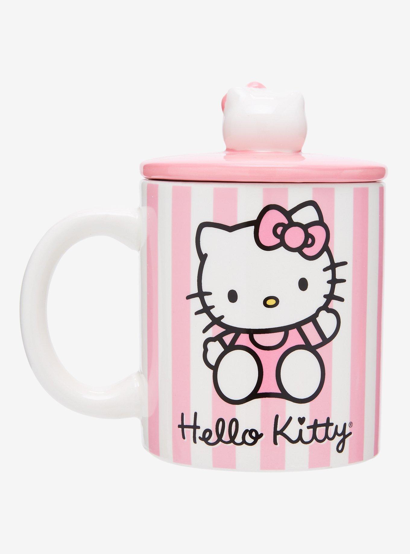 Hello Kitty Pink Stripe Mug With Lid, , alternate