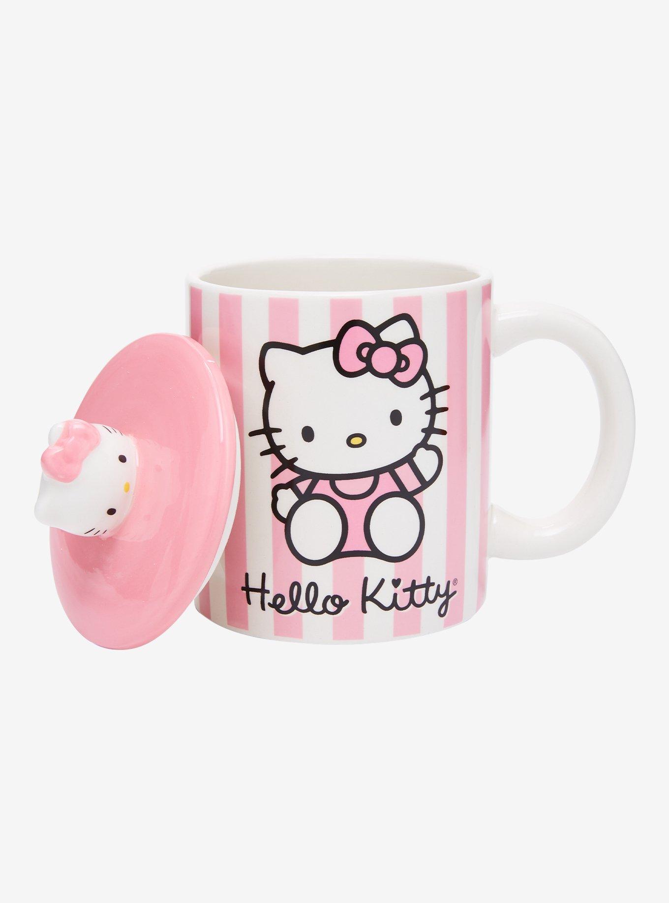 Hello Kitty Pink Stripe Mug With Lid, , alternate