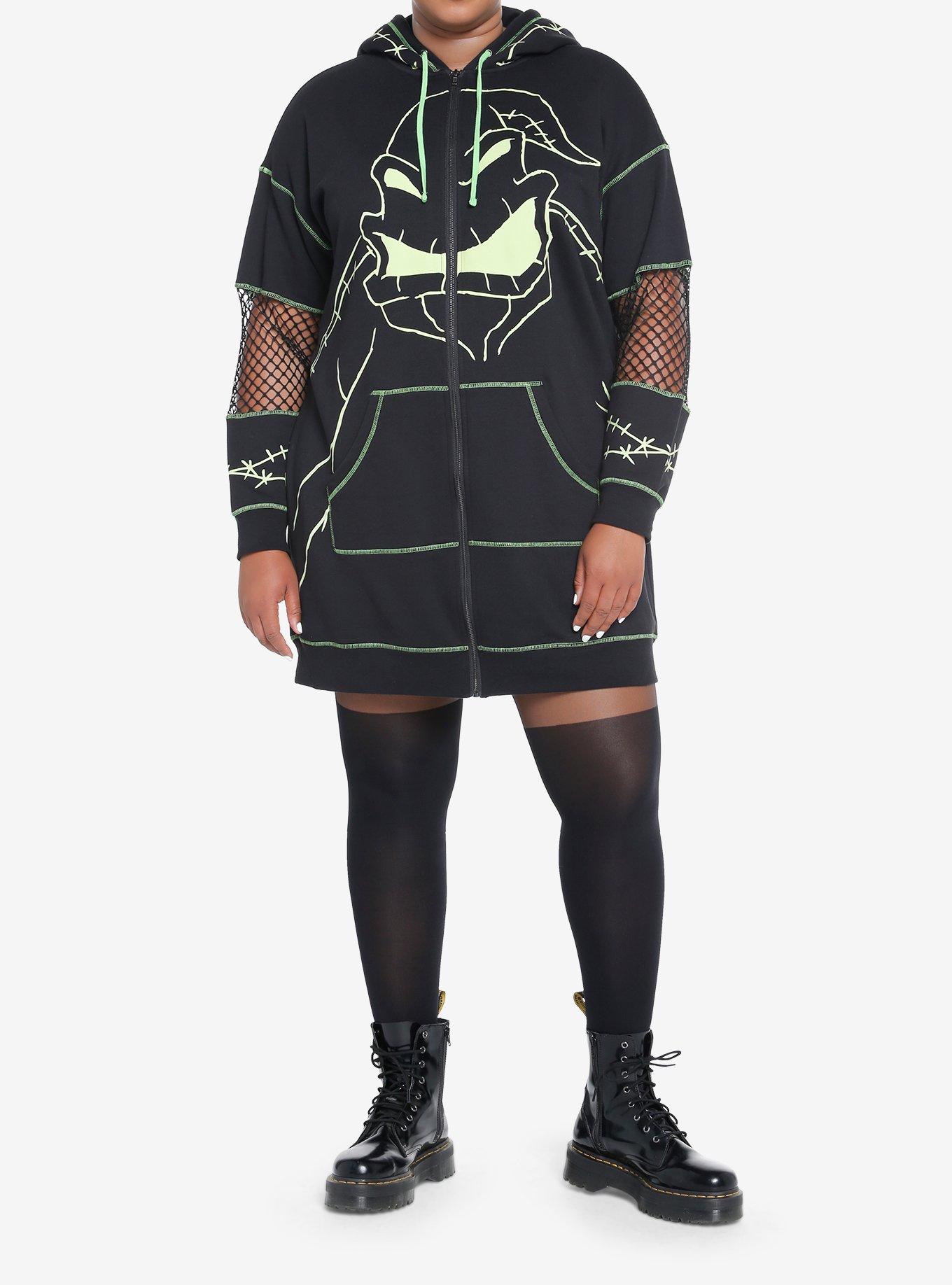 Her Universe The Nightmare Before Christmas Oogie Boogie Glow-In-The-Dark Hoodie Dress Plus Size, GREEN, alternate