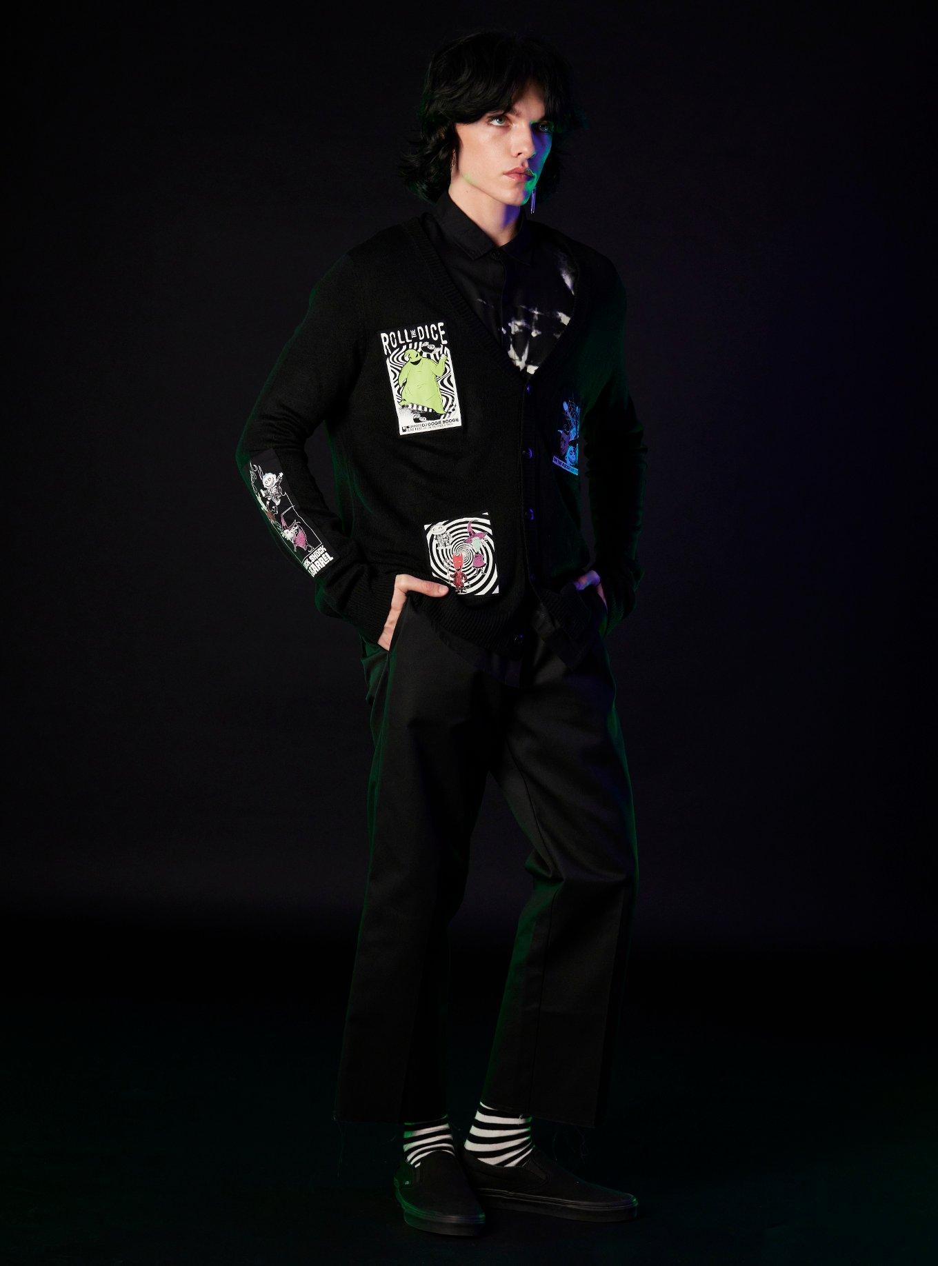 Our Universe The Nightmare Before Christmas Oogie Boogie & His Boys Patch Glow-In-The-Dark Cardigan, BLACK, alternate
