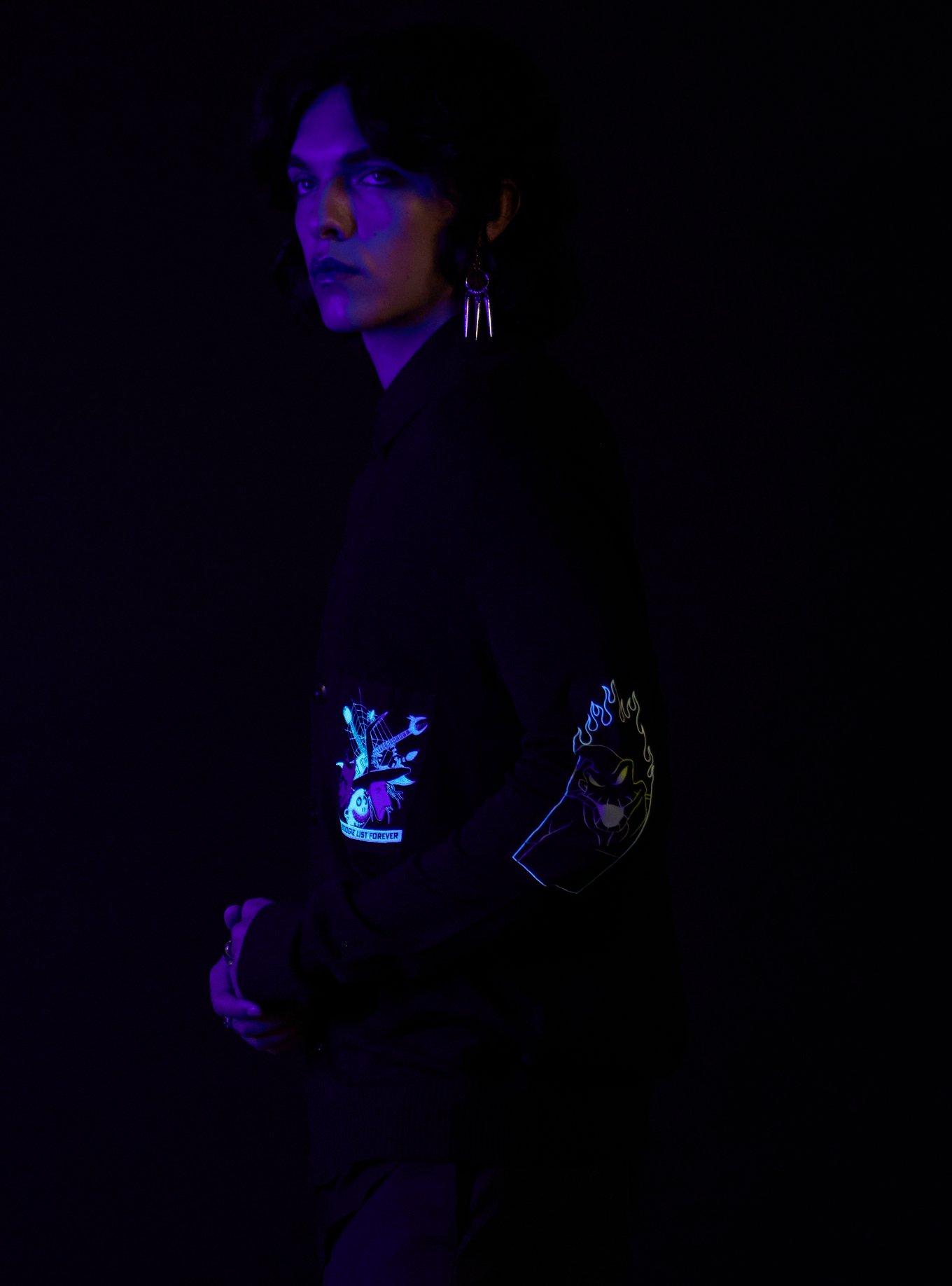 Our Universe The Nightmare Before Christmas Oogie Boogie & His Boys Patch Glow-In-The-Dark Cardigan, BLACK, alternate