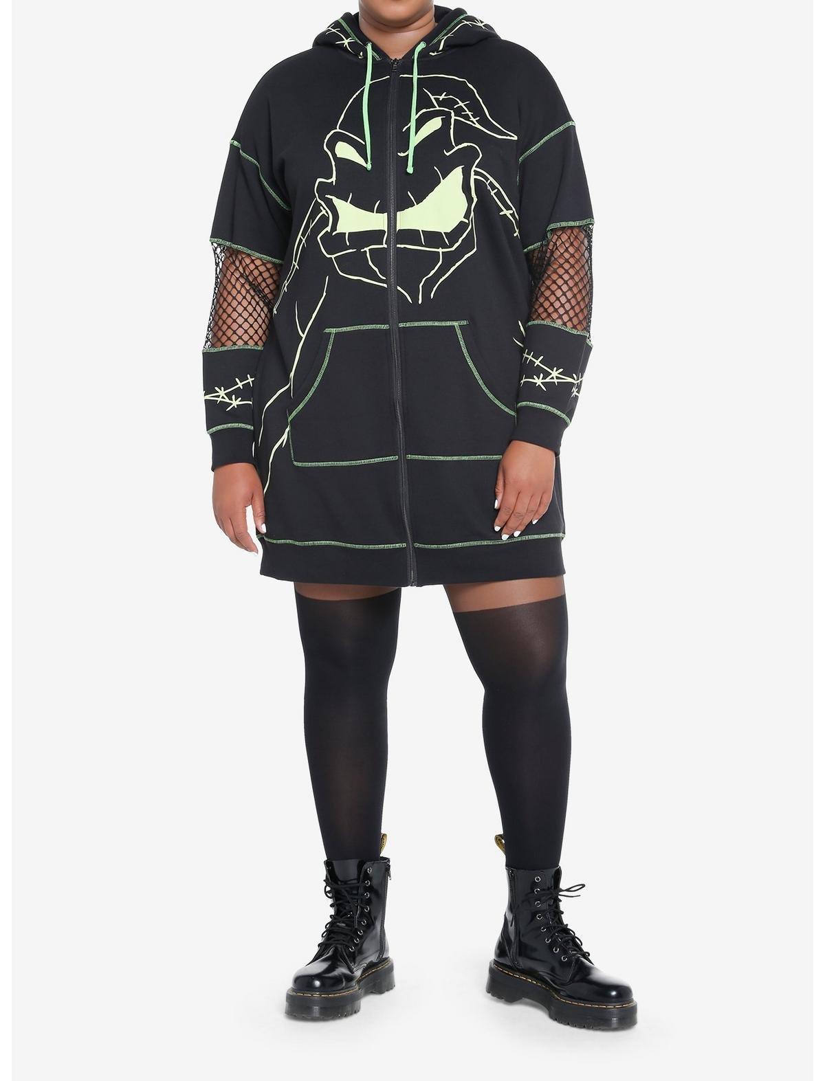Her Universe The Nightmare Before Christmas Oogie Boogie Glow-In-The-Dark Hoodie Dress Plus Size, BLACK, alternate