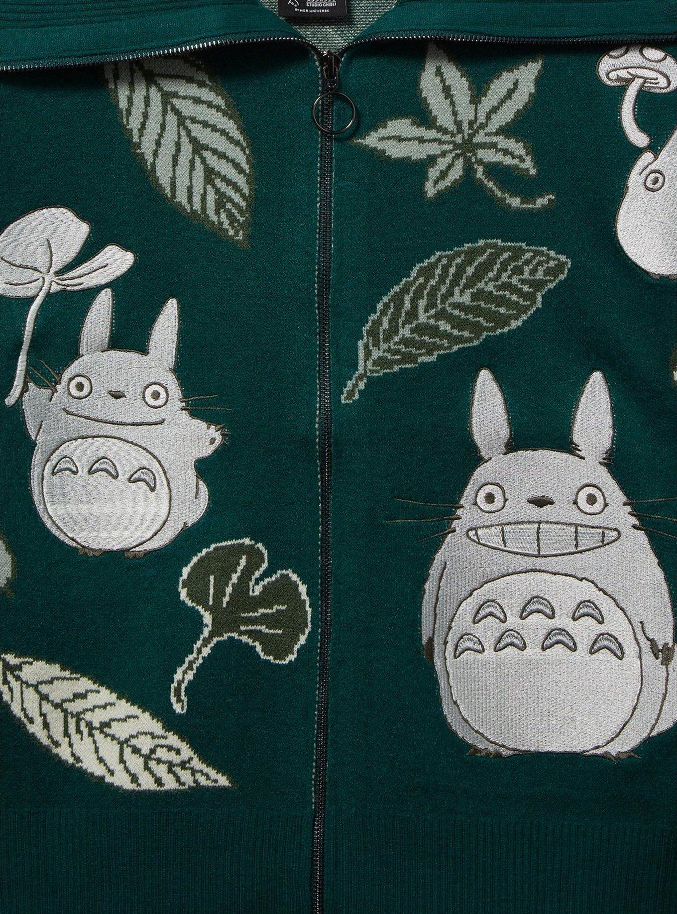 Studio Ghibli My Neighbor Totoro Allover Print Zippered Women's Sweater - BoxLunch Exclusive, DARK GREEN, alternate