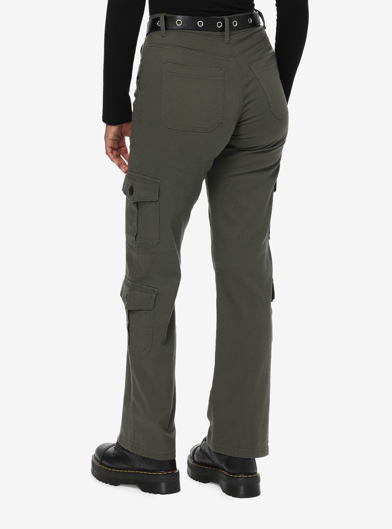 Social Collision Olive Cargo Pants With Belt, , hi-res