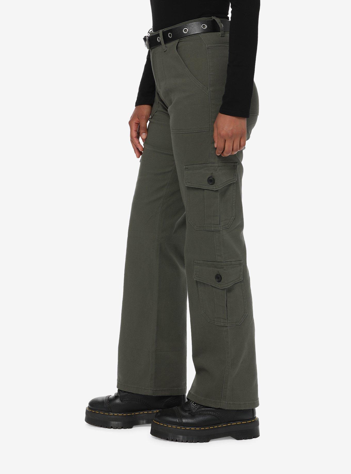 Olive Cargo Pants With Belt, GREEN, alternate