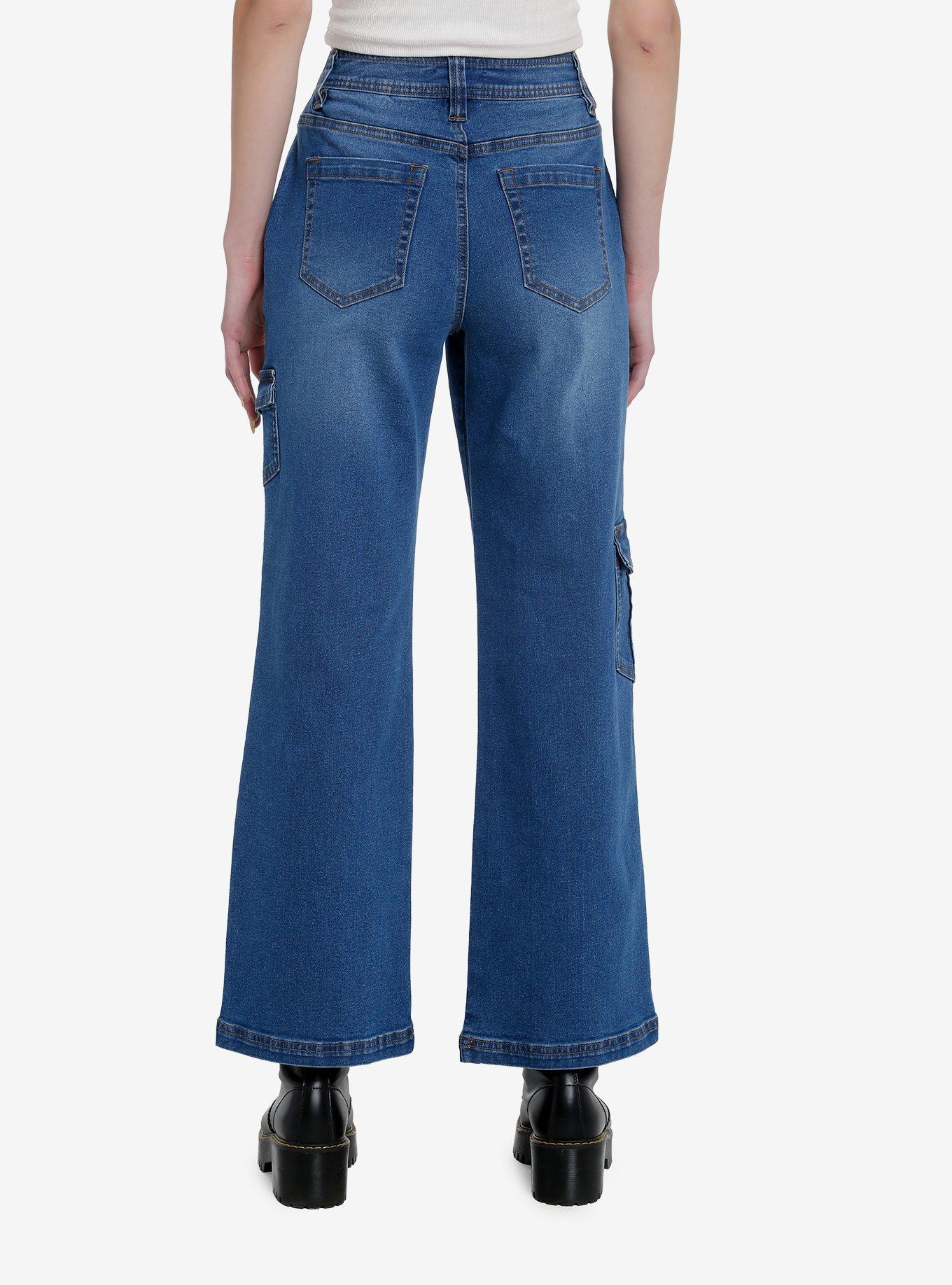 Blue Denim Cargo Pants, , hi-res