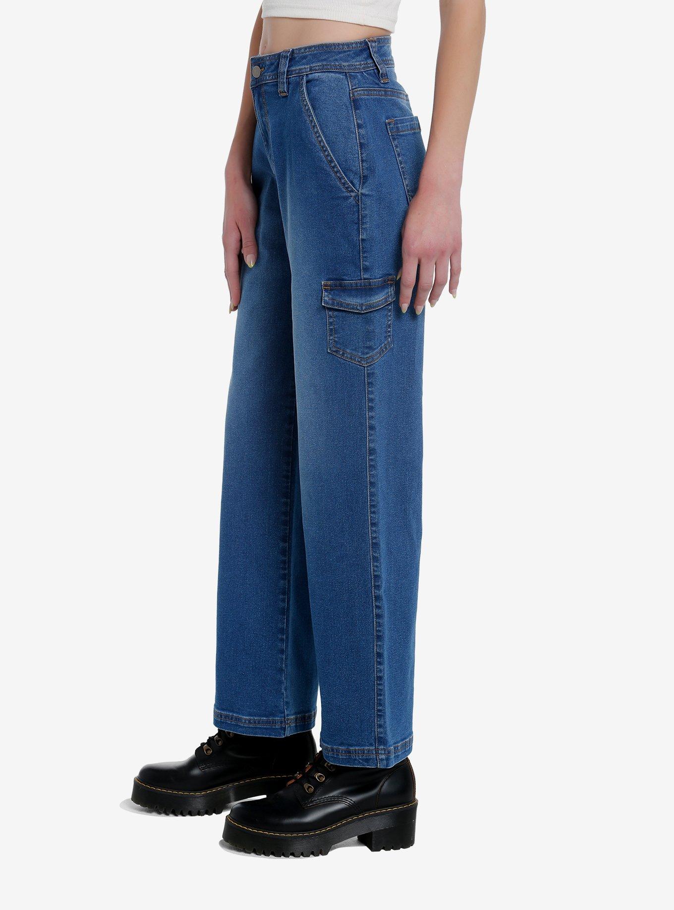 Blue Denim Cargo Pants, INDIGO, alternate
