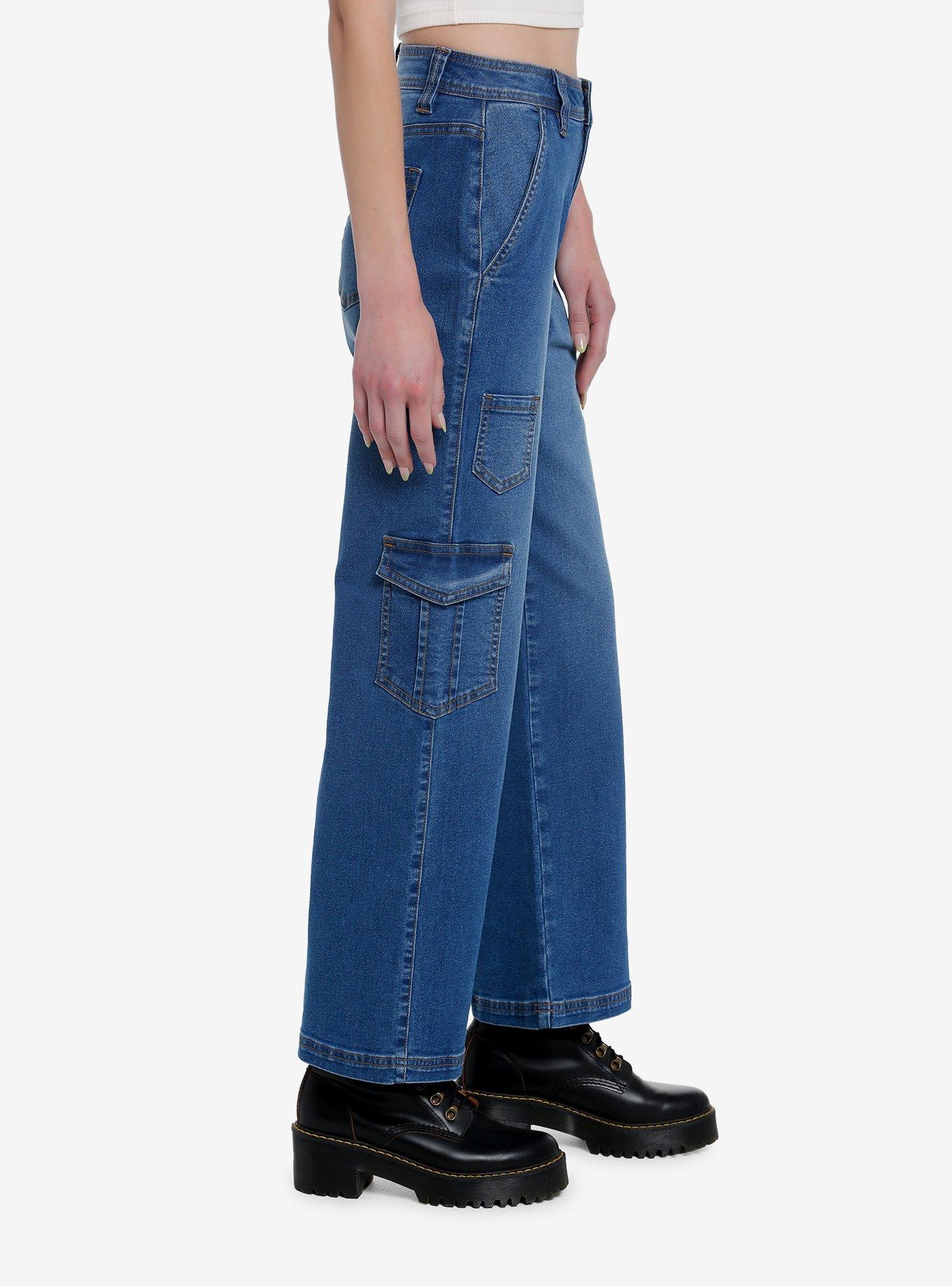 Blue Denim Cargo Pants, INDIGO, alternate