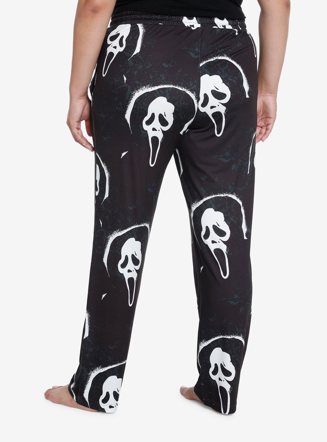 Scream Ghost Face Girls Pajama Pants Plus Size, BLACK, alternate