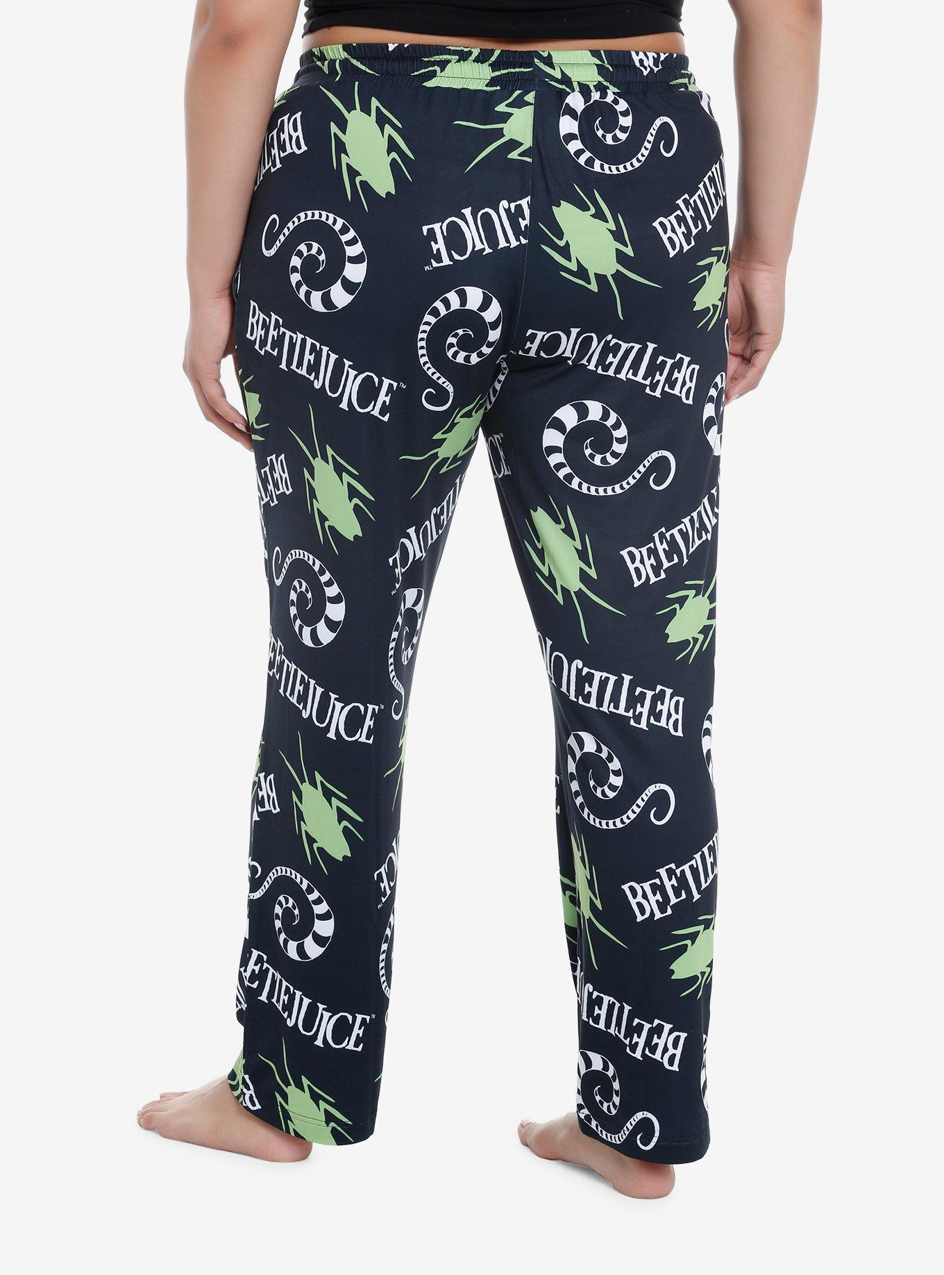 Beetlejuice Worms & Beetles Girls Pajama Pants Plus Size, BLACK, alternate