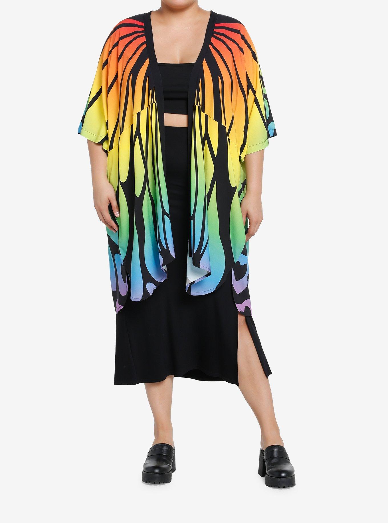 Thorn & Fable Rainbow Butterfly Girls Short Duster Plus Size, MULTI, alternate