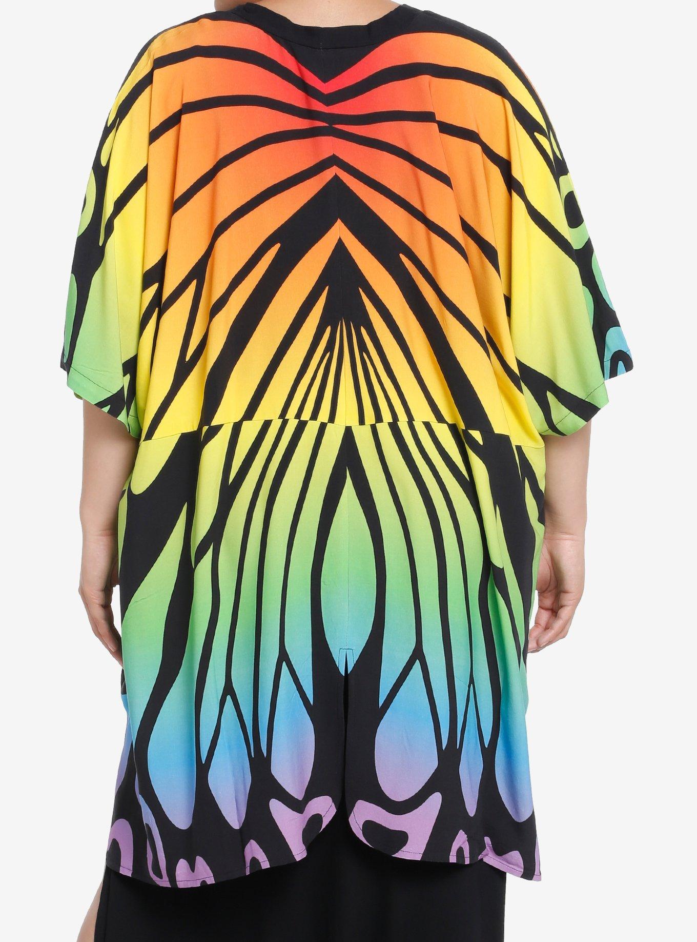 Thorn & Fable Rainbow Butterfly Girls Short Duster Plus Size, MULTI, alternate