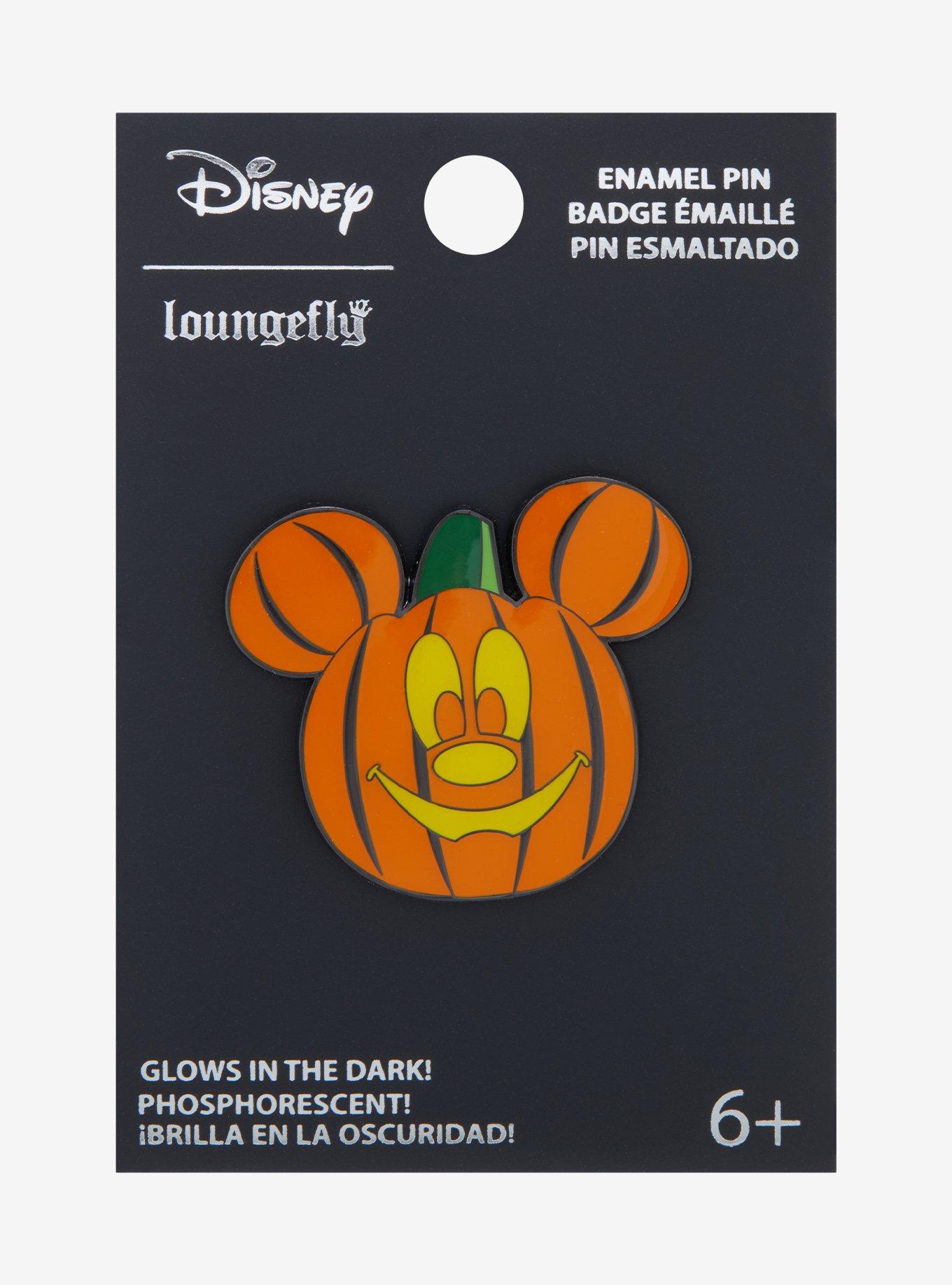 Loungefly Disney Mickey Mouse Pumpkin Glow-In-The-Dark Enamel Pin, , alternate