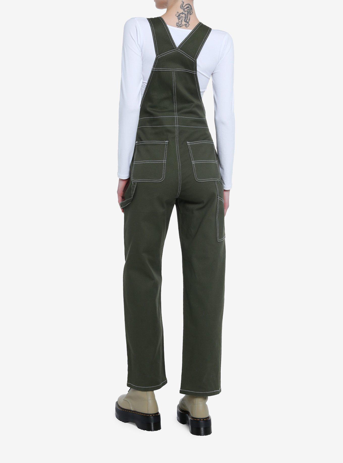 Olive Carpenter Denim Overalls, OLIVE, alternate