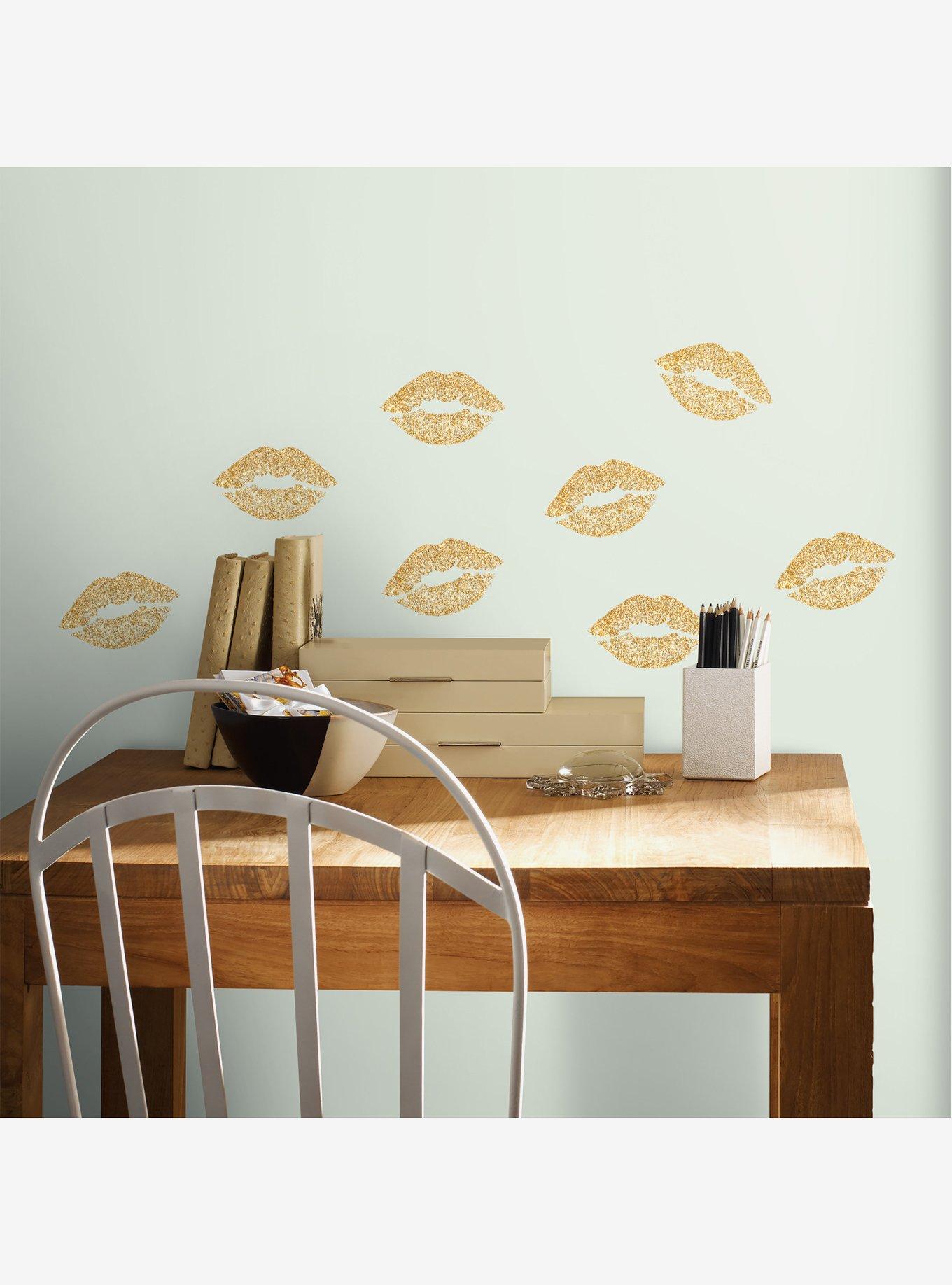 Lip Peel And Stick Wall Decals With Glitter, , hi-res