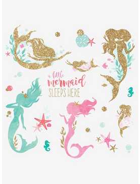 Mermaid Peel And Stick Wall Decals With Gltter, , hi-res