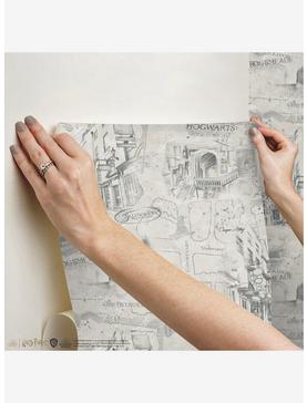 Plus Size Harry Potter Taupe Map Peel & Stick Wallpaper, , hi-res