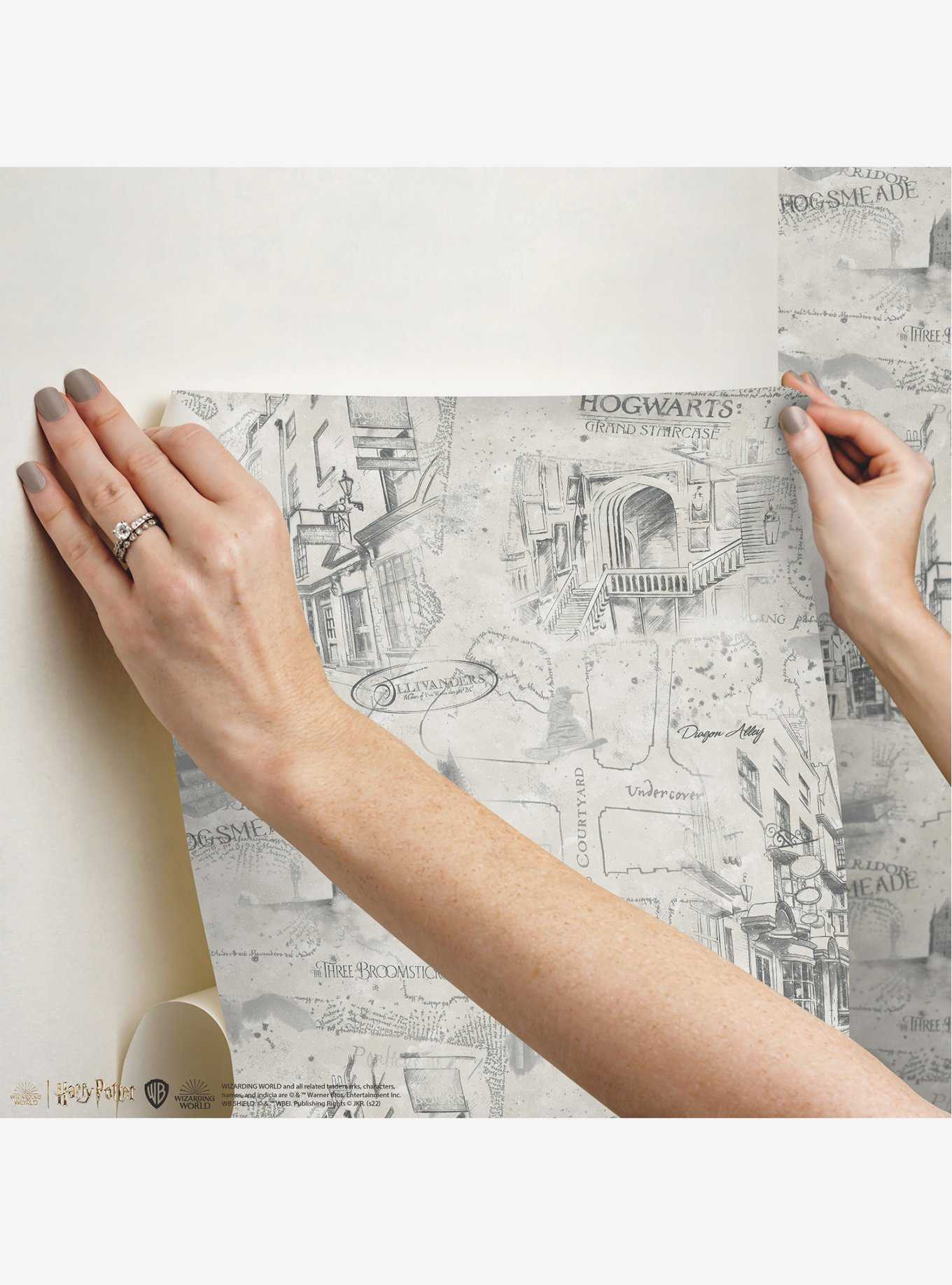Harry Potter Taupe Map Peel & Stick Wallpaper, , hi-res
