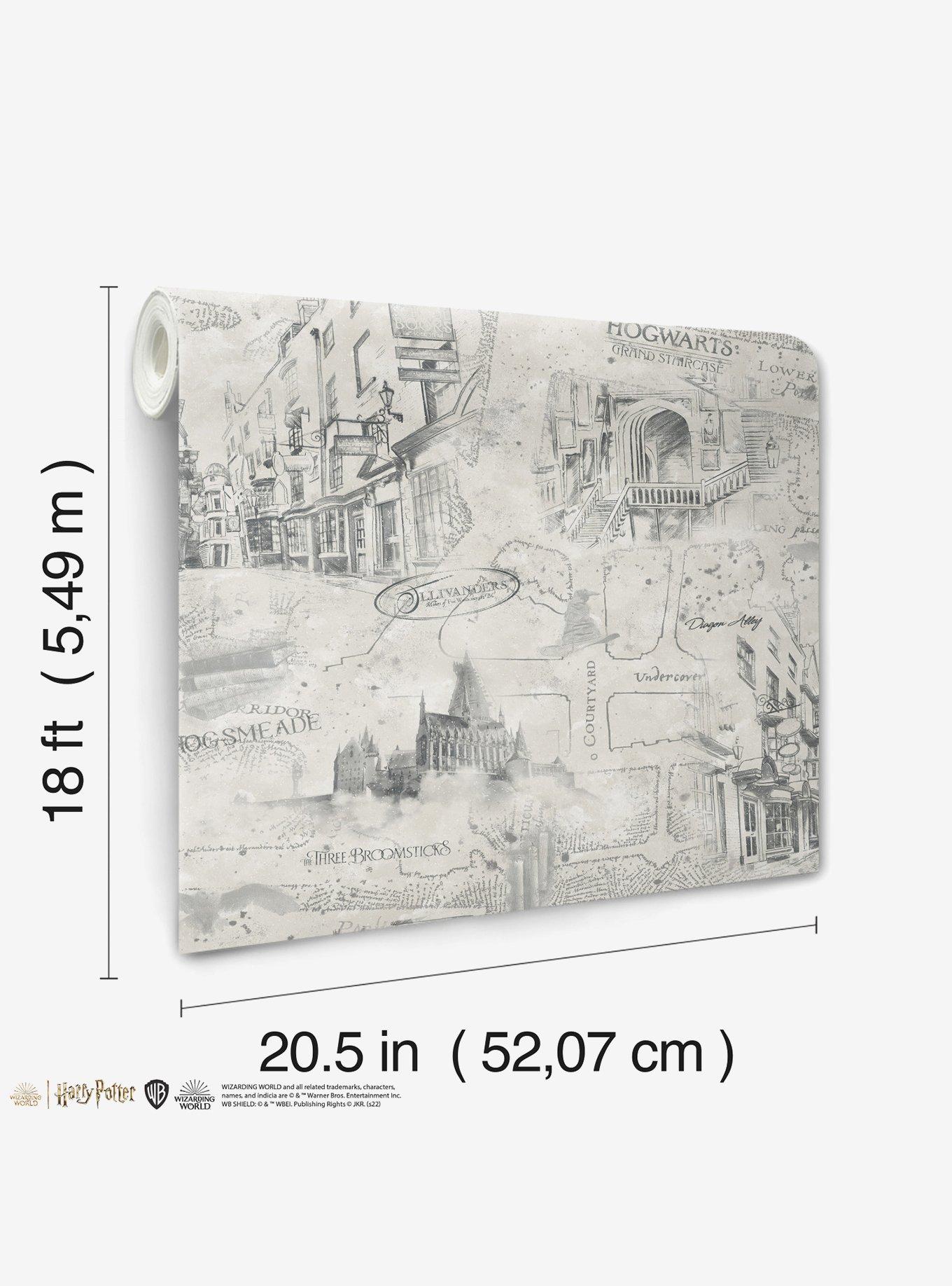 Harry Potter Taupe Map Peel & Stick Wallpaper, , alternate