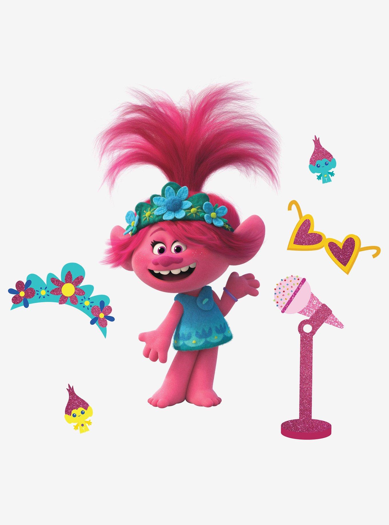 Trolls World Tour Poppy With Glitter Peel And Stick Giant Wall Decals, , alternate