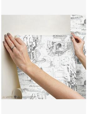Plus Size Harry Potter White Map Peel & Stick Wallpaper, , hi-res