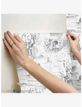Harry Potter White Map Peel & Stick Wallpaper, , hi-res