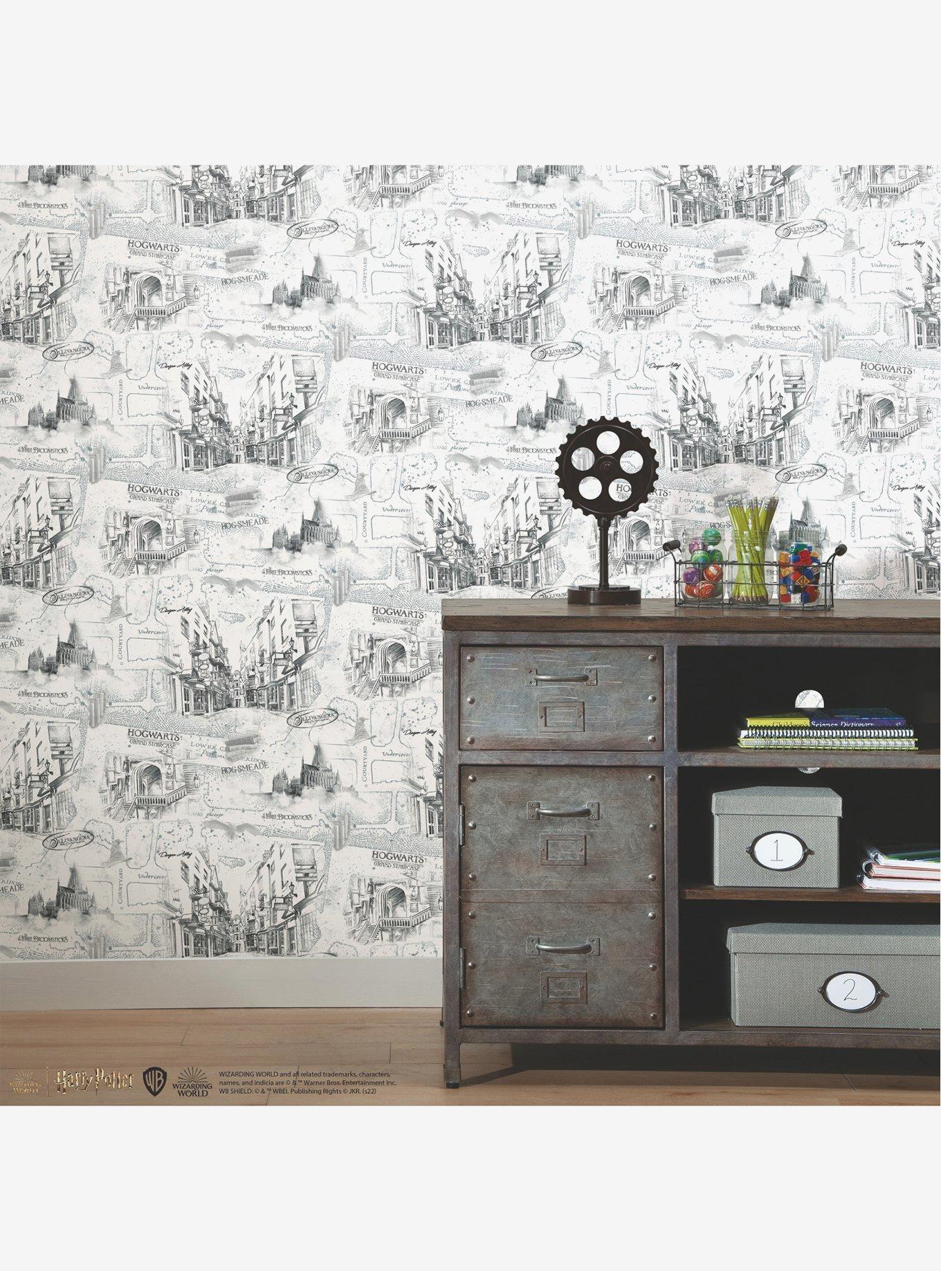 Harry Potter White Map Peel & Stick Wallpaper, , alternate