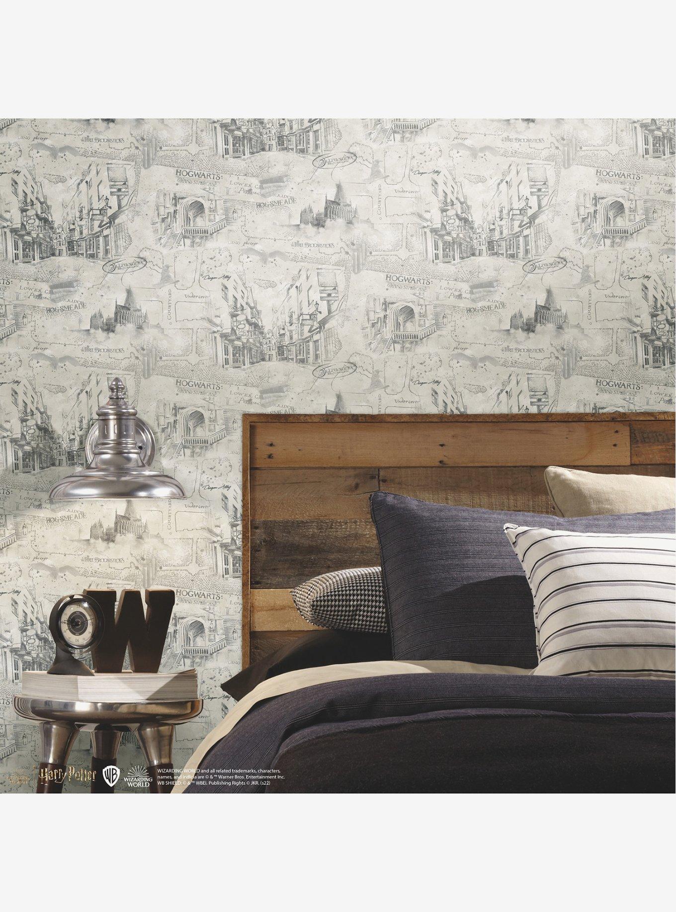 Harry Potter Taupe Map Peel & Stick Wallpaper, , alternate