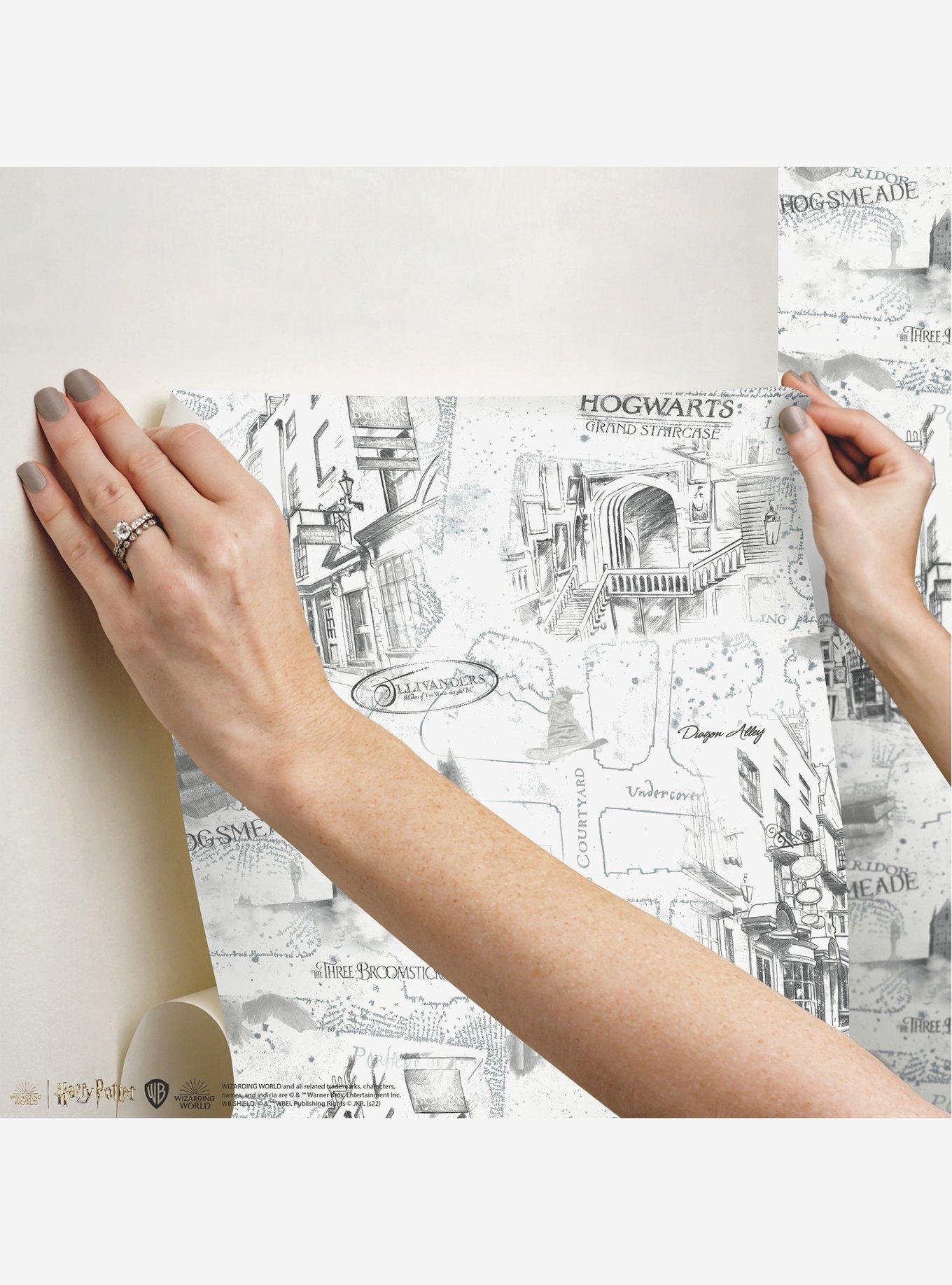 Harry Potter White Map Peel & Stick Wallpaper, , hi-res