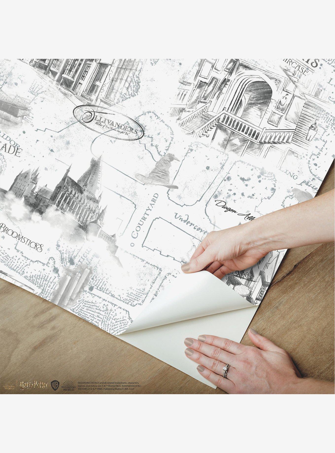 Harry Potter White Map Peel & Stick Wallpaper, , alternate
