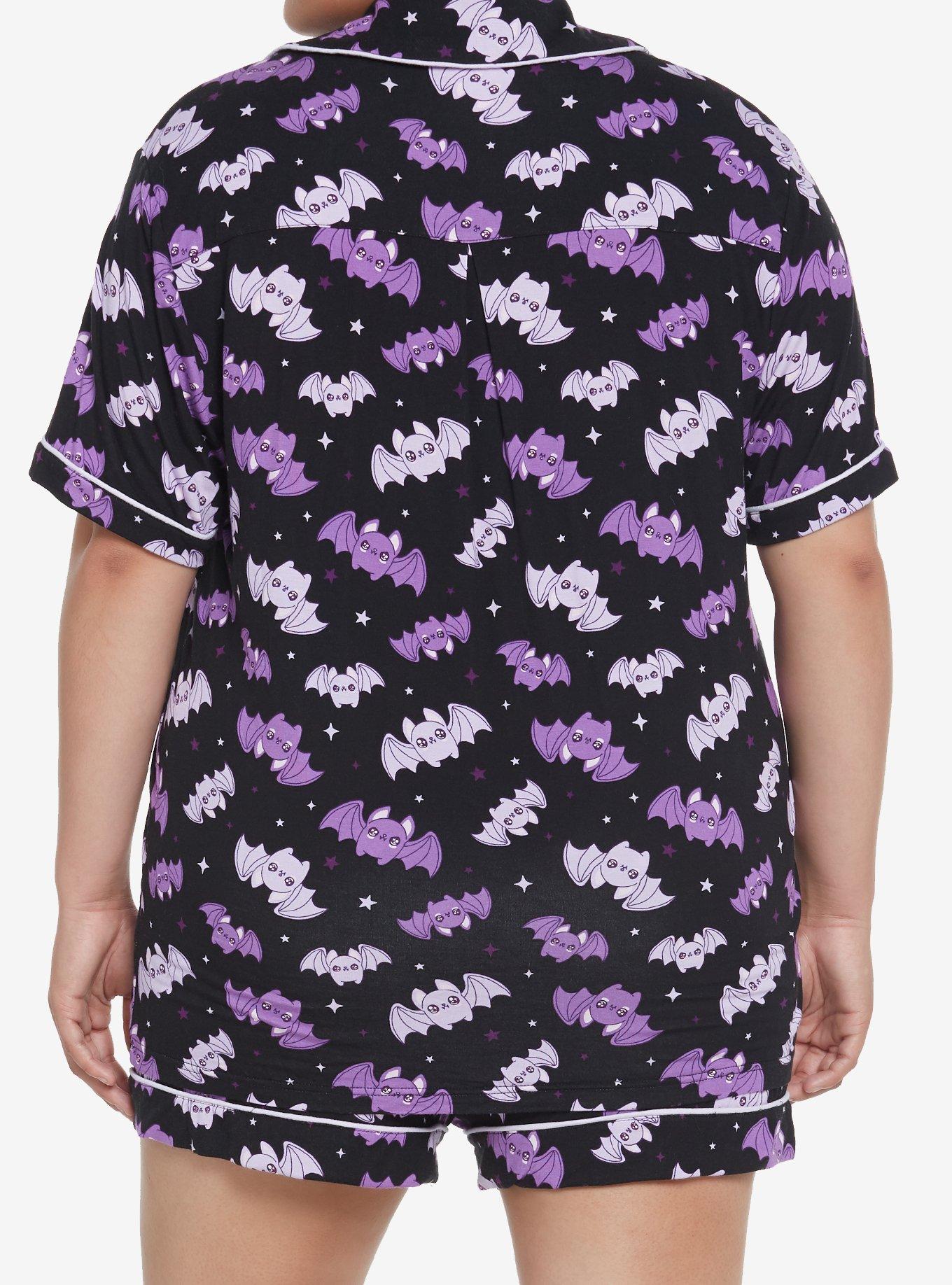 Purple Kawaii Bats Girls Lounge Set Plus Size, MULTI, alternate