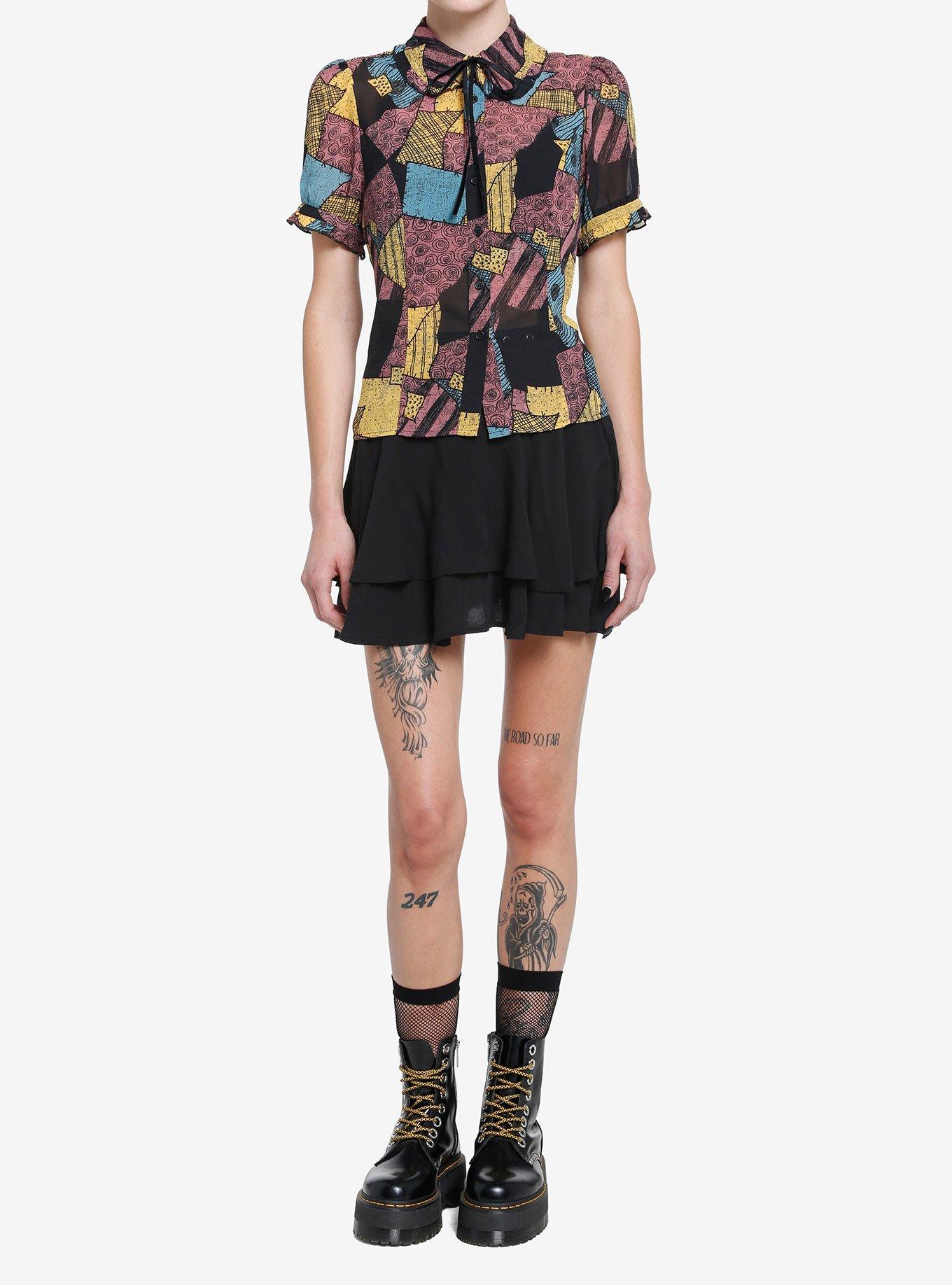 The Nightmare Before Christmas Sally Girls Woven Button-Up, MULTI, alternate