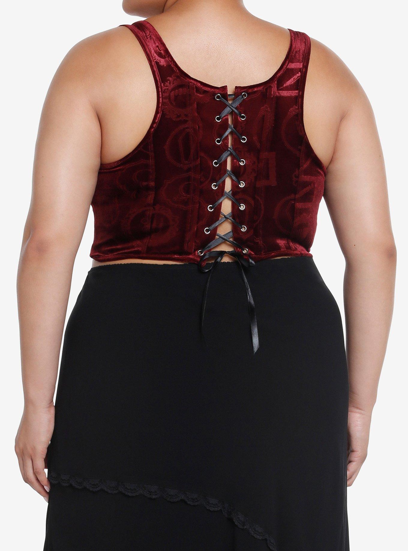 Interview With The Vampire Velvet Lace Girls Corset Plus Size, BLACK, alternate