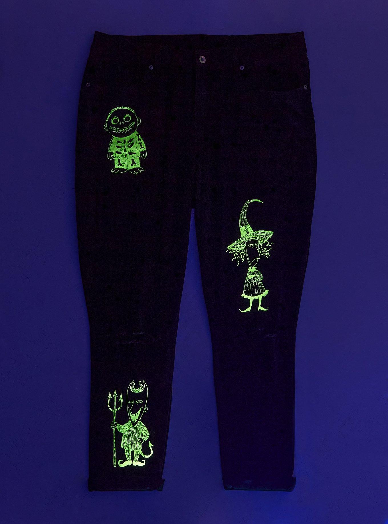 Her Universe The Nightmare Before Christmas Oogie Boogie & His Boys Glow-In-The-Dark Mom Jeans Plus Size, GREEN, alternate