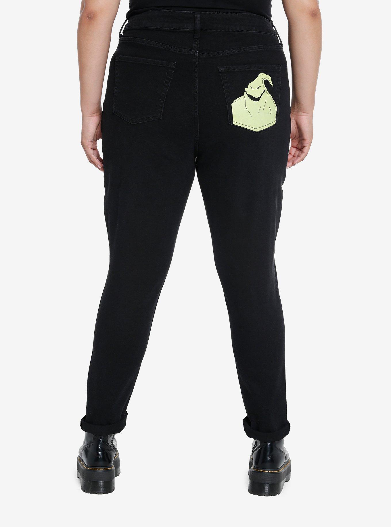 Her Universe The Nightmare Before Christmas Oogie Boogie & His Boys Glow-In-The-Dark Mom Jeans Plus Size, BLACK, alternate