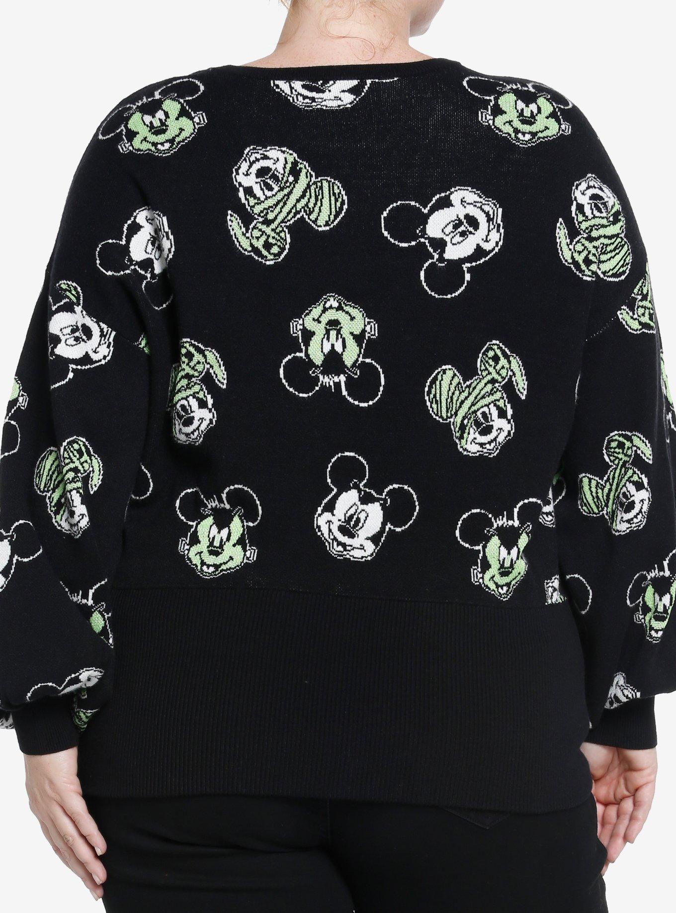 Her Universe Disney Halloween Mickey Mouse Glow-In-The-Dark Knit Sweater Plus Size Her Universe Exclusive, BLACK, alternate