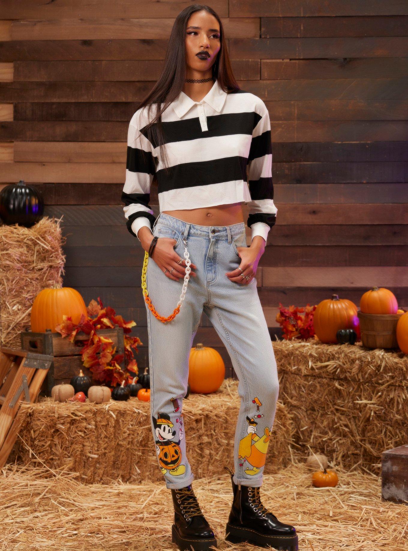 Her Universe Disney Halloween Candy Corn Chain Mom Jeans, , hi-res