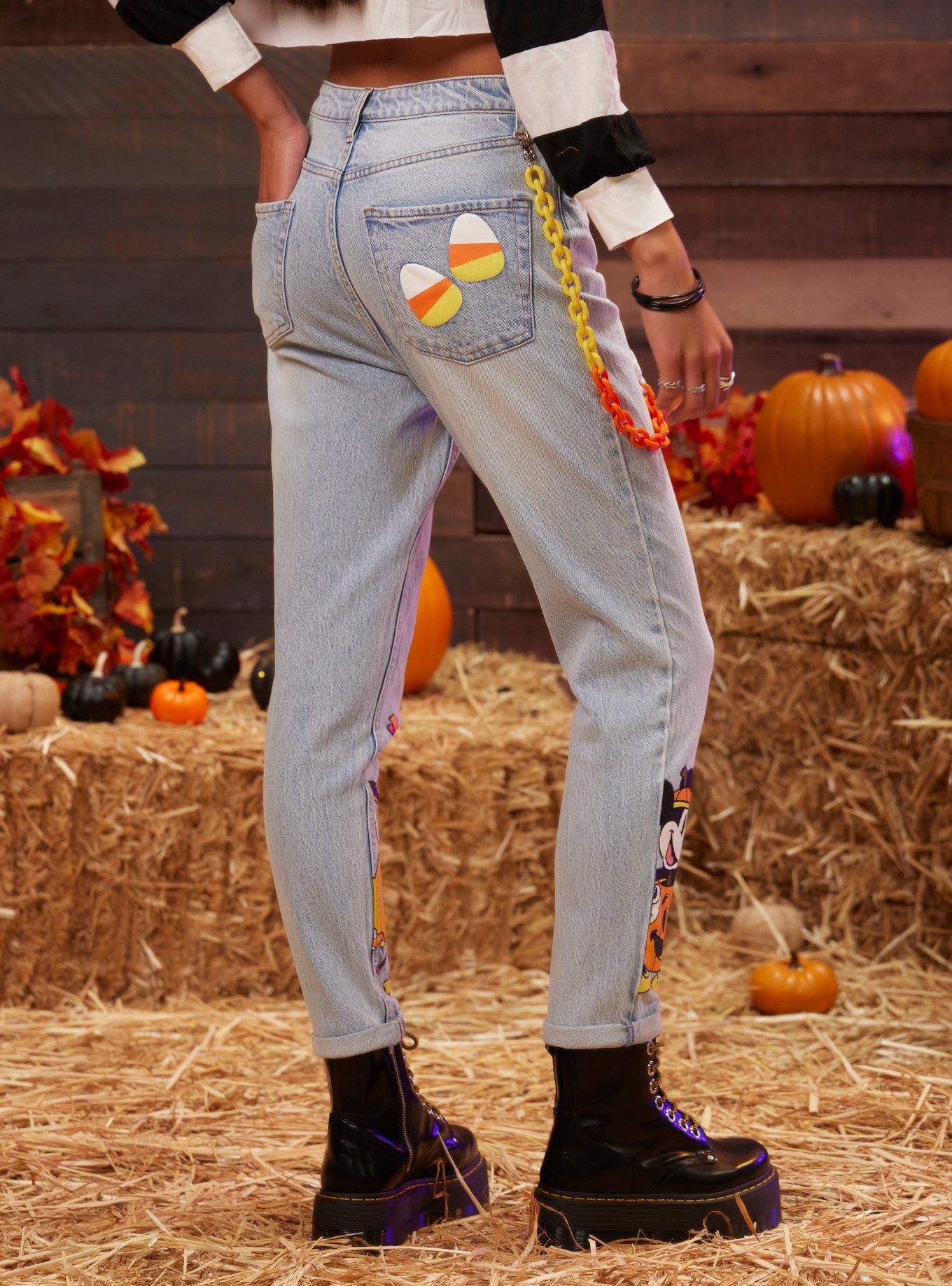 Her Universe Disney Halloween Candy Corn Chain Mom Jeans, MULTI, alternate