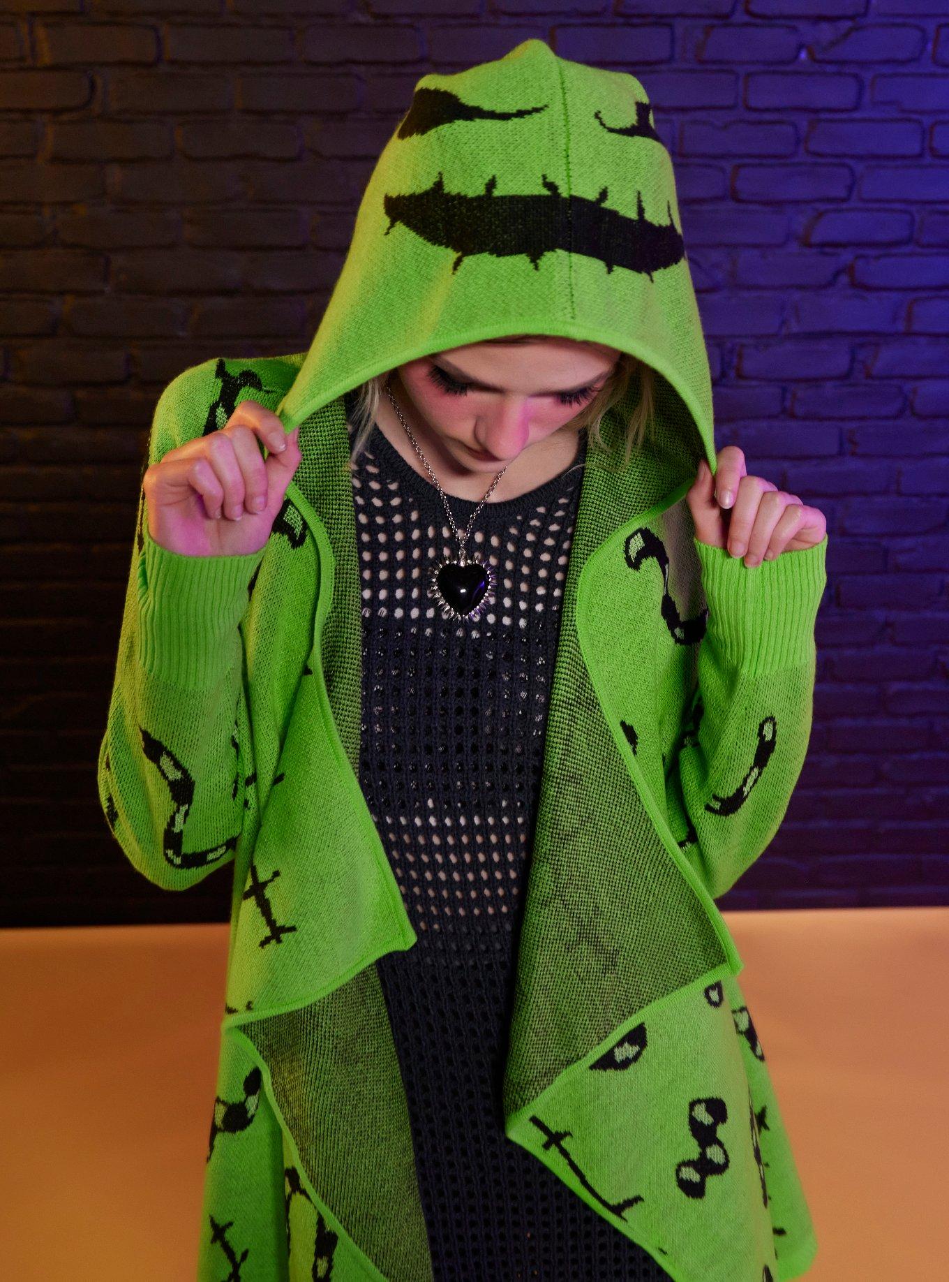 Her Universe The Nightmare Before Christmas Oogie Boogie Glow-In-The-Dark Girls Drape Cardigan, BLACK, alternate