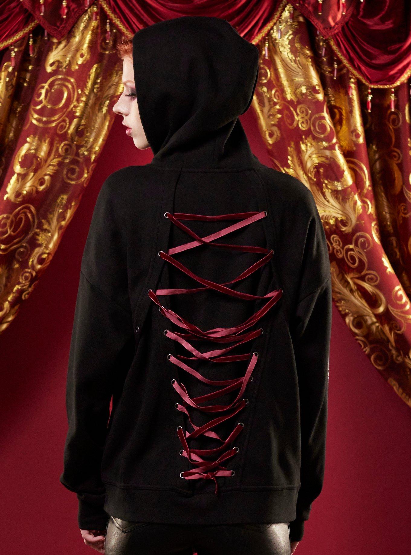 Interview With The Vampire Coffins Lace-Up Girls Hoodie, WHITE, alternate