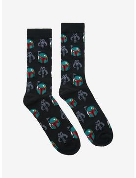 Plus Size Star Wars Boba Fett Allover Print Crew Socks, , hi-res