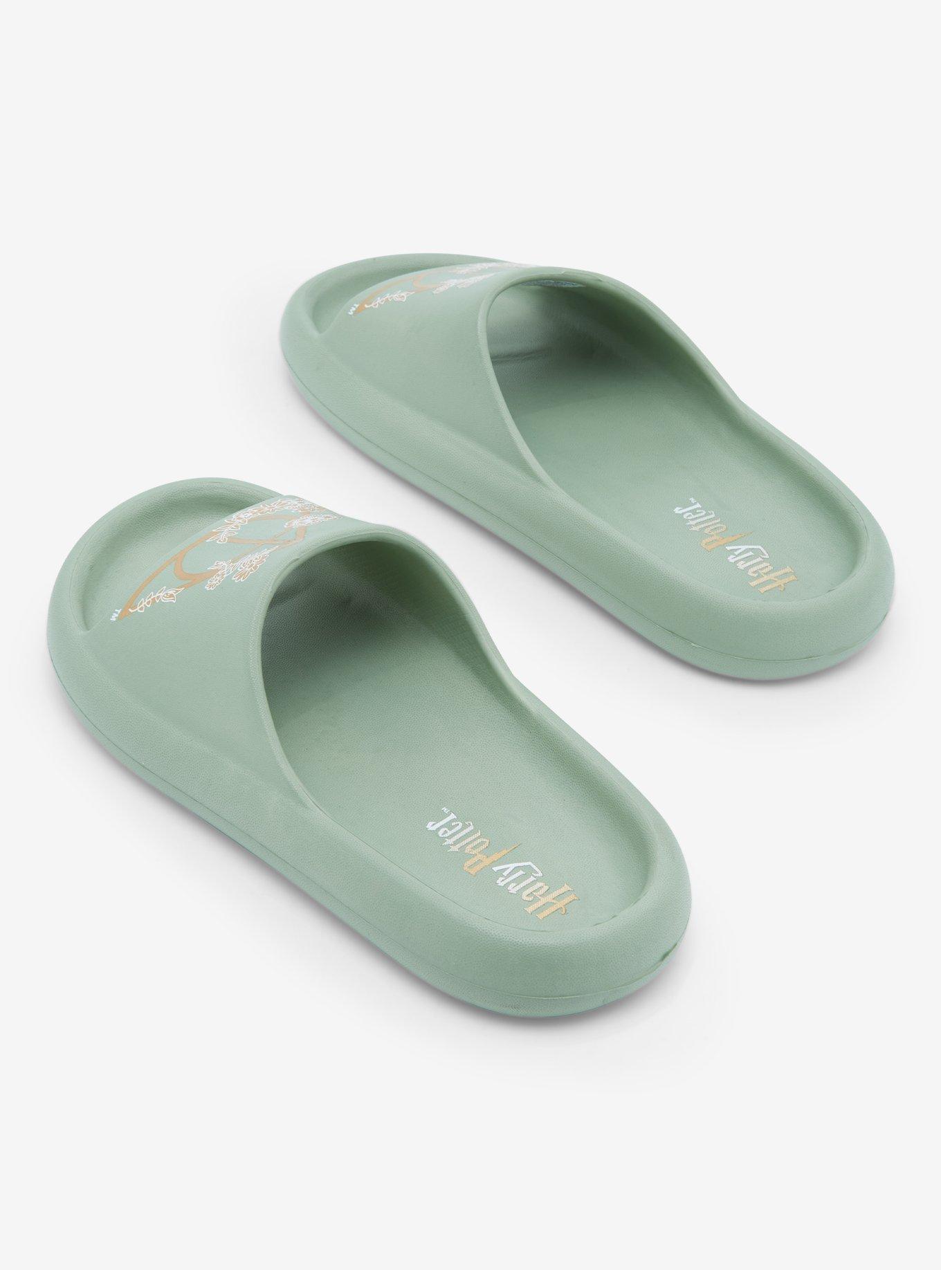 Harry Potter Floral Deathly Hallows Slide Sandals - BoxLunch Exclusive, SAGE, alternate