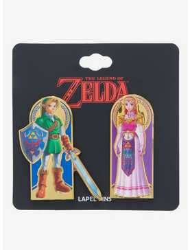 Nintendo The Legend of Zelda Link & Zelda Portrait Enamel Pin Set - BoxLunch Exclusive, , hi-res