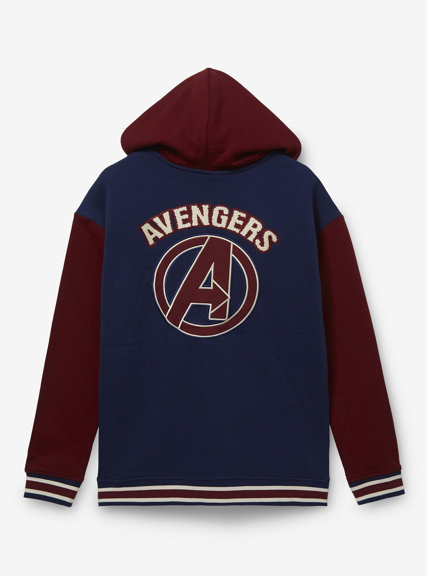 Marvel Avengers Logo Color Block Hoodie - BoxLunch Exclusive, BURGUNDY, alternate