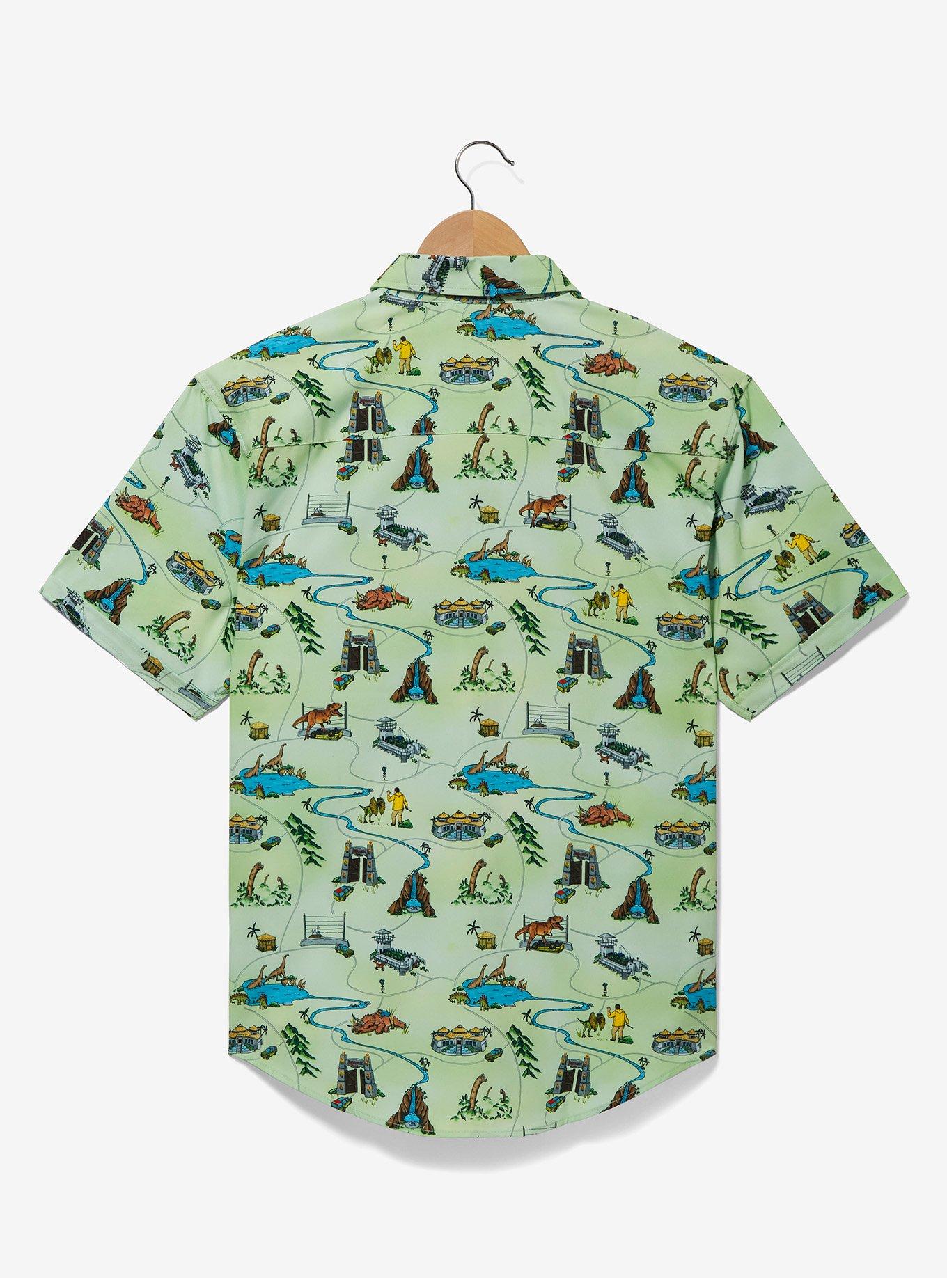 Jurassic Park Scenes Allover Print Woven Button-Up - BoxLunch Exclusive, , alternate