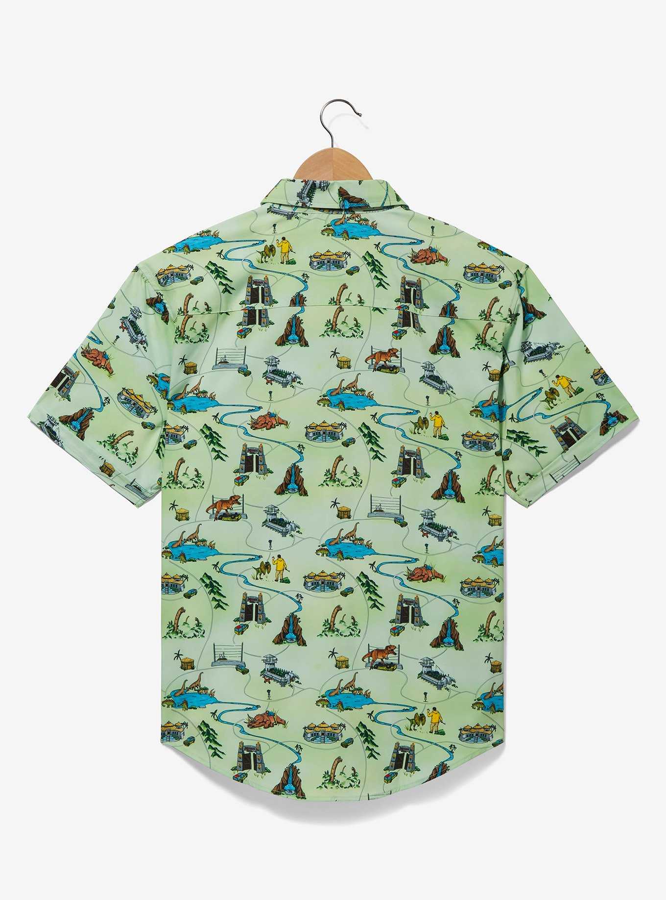 Jurassic Park Scenes Allover Print Woven Button-Up - BoxLunch Exclusive, , hi-res
