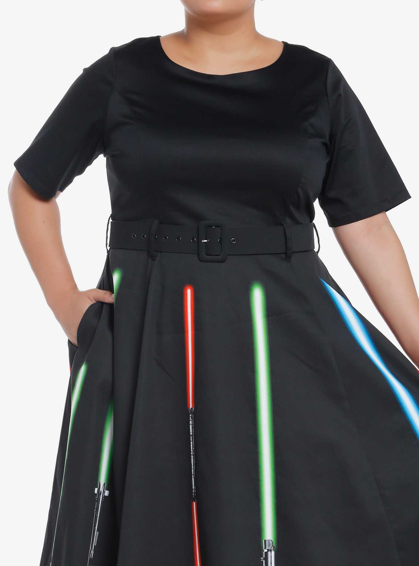 Her Universe Star Wars: The Clone Wars Lightsabers Retro Dress Plus Size Her Universe Exclusive, , hi-res
