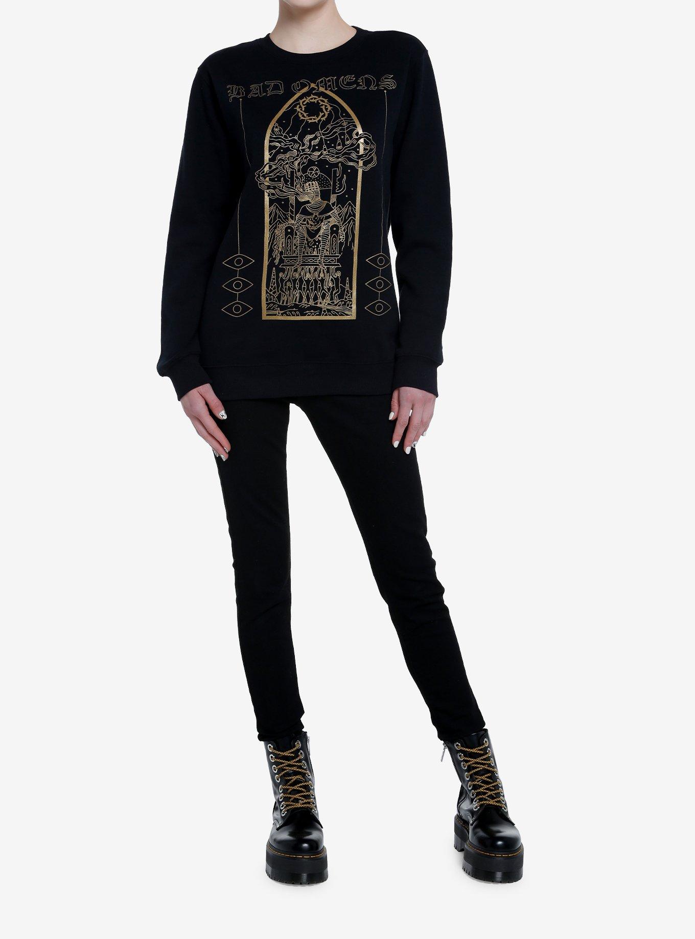 Bad Omens Haunted King Girls Crewneck Sweater, BLACK, alternate