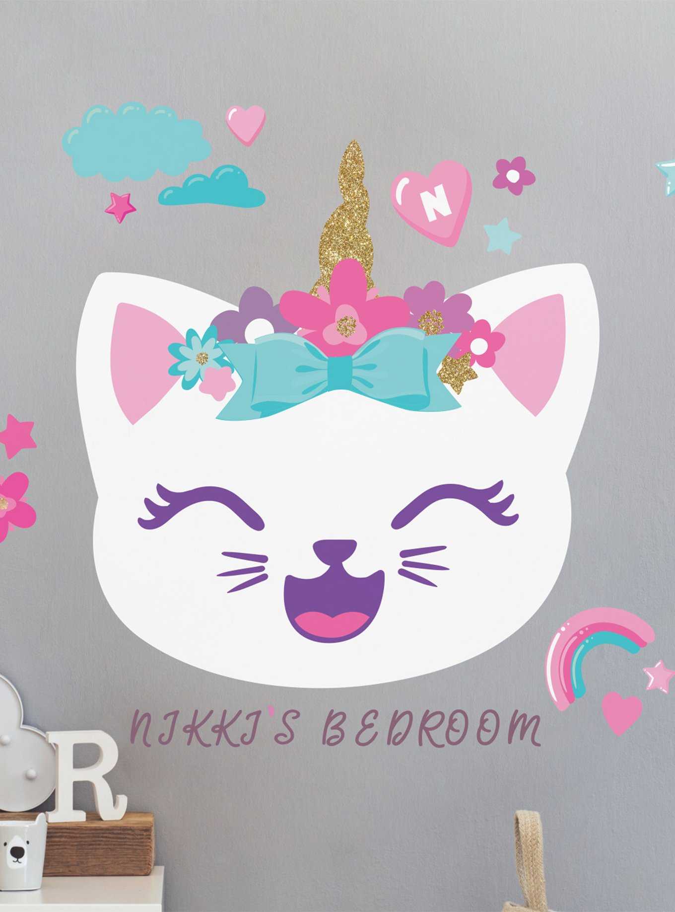 Like Nastya Unicorn Cat Giant Peel & Stick Wall Decals With Alphabet, , hi-res